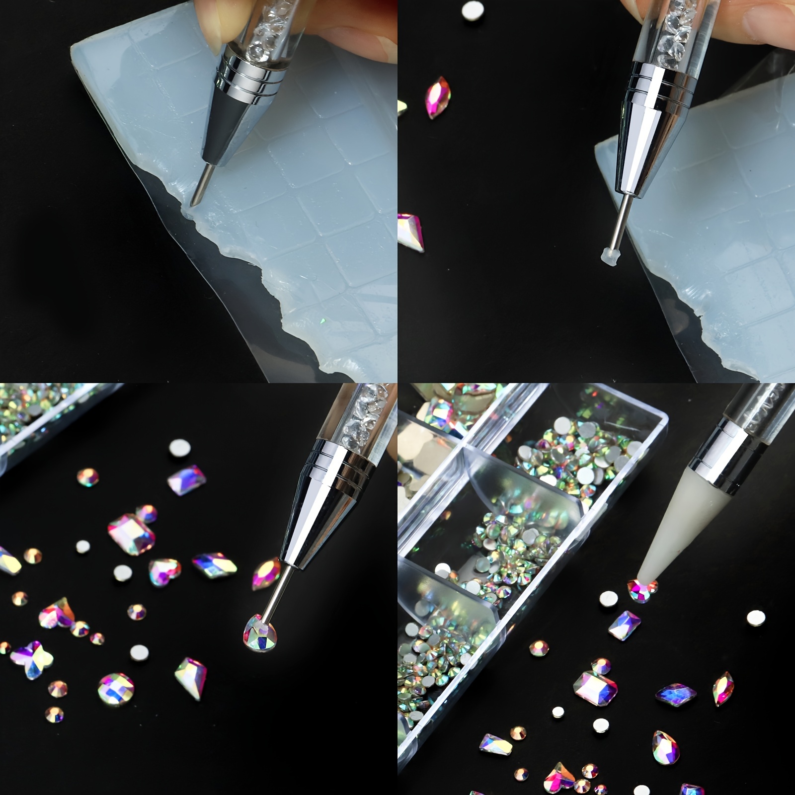 Crystal AB Nail Art Rhinestones Flat Back Mixed Shaped Gemstones
