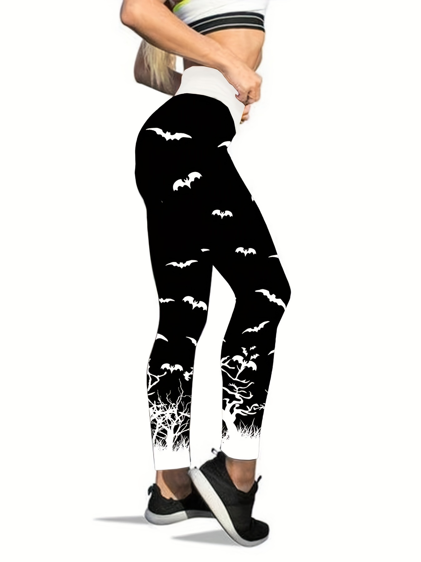 Halloween Print Skinny Leggings Casual High Waist Stretchy - Temu