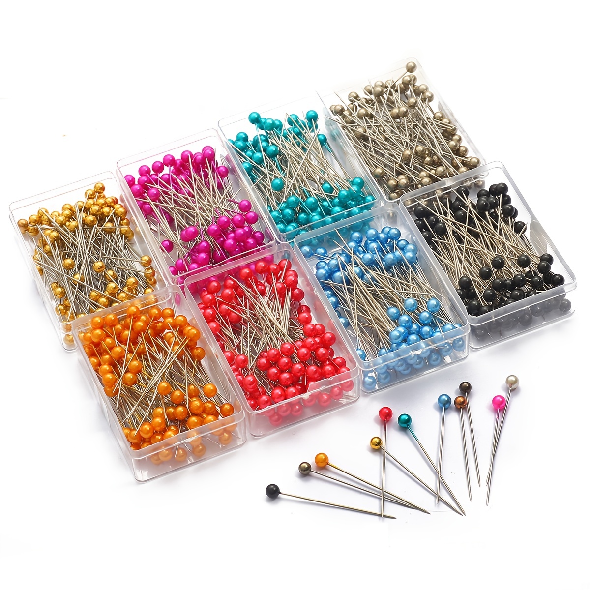 25PCS Round Pearl Beads Pins Mixed Color Plastic Ball Head Pin for Sewing  Bead Pin with Bead Cap Sewing Tool