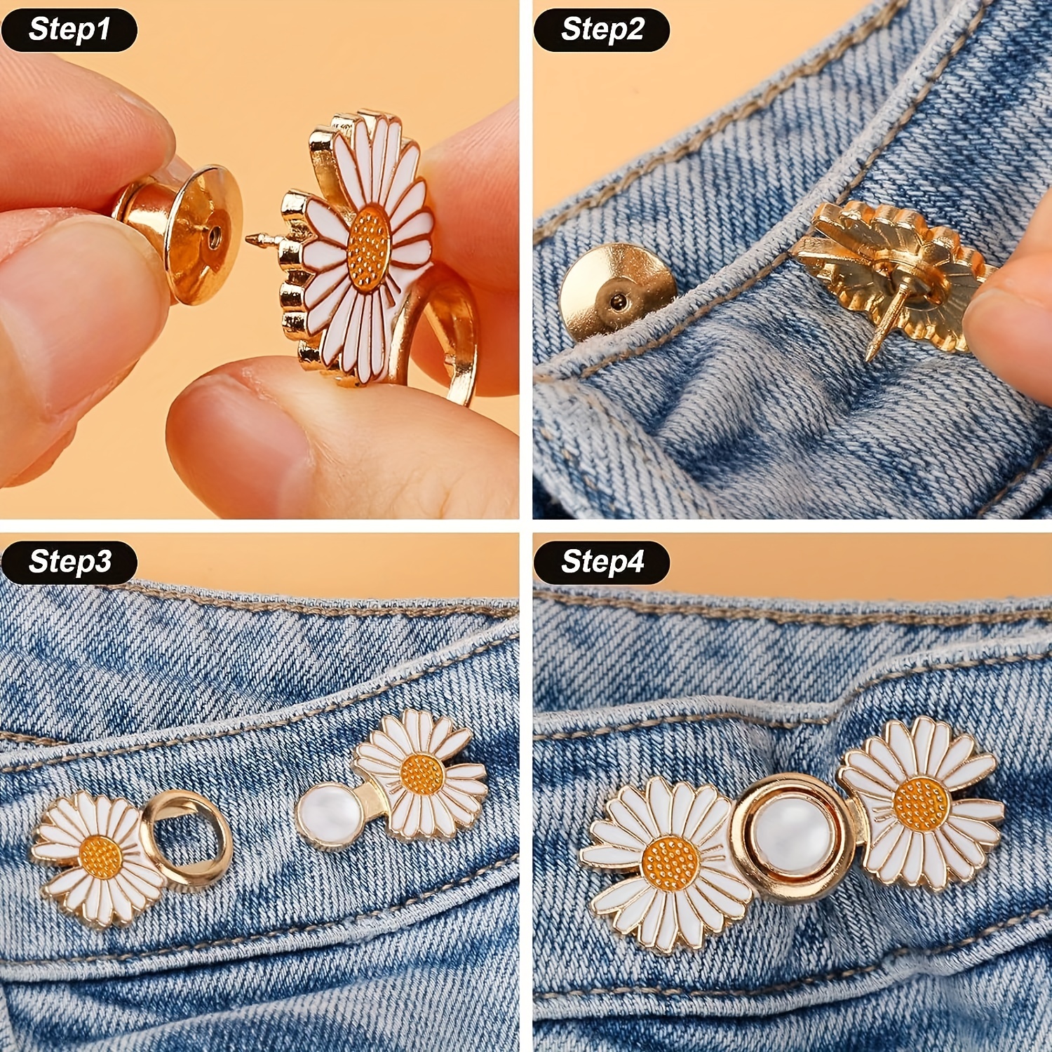 Adjustable Jeans Waist Pin Pearl Loose Jeans Buttons for Instant