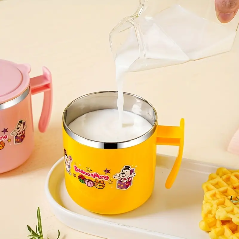 304 Stainless Steel Straw Cup: Kids' Milk Cup With Anti-fall