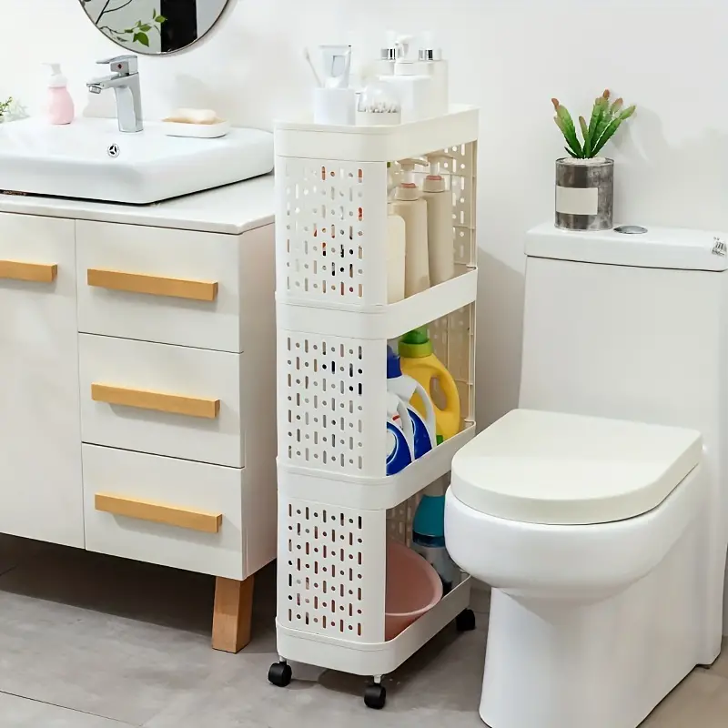 Bathroom Cabinet Crevice Storage Rack Toilet Multi-Layer Drawer Organizer  with Wheel Home Bath Kitchen Shelves Side Cabinet Car