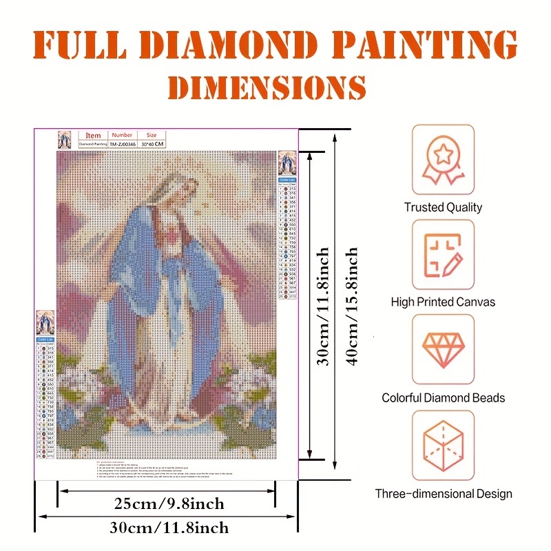 5D DIY Diamond Painting, Full Diamond Painting With Diamond Art, By Number Kits Embroidery Rhinestone For Wall Decor