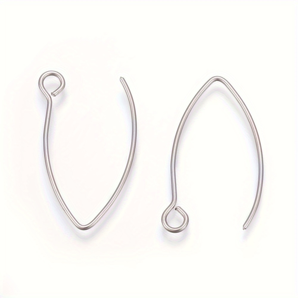 200Pcs 304 Stainless Steel Earring Hooks Ear Wire with Horizontal Loop  17x22mm