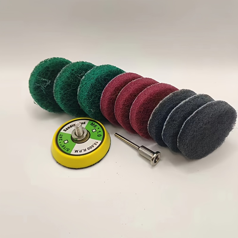 

11pcs, 2 Inches 50mm Scouring Cloth Set, Cleaning, Polishing Rust Stains With Strong Friction, Elastic Grinding, Grinder Polishing Disc