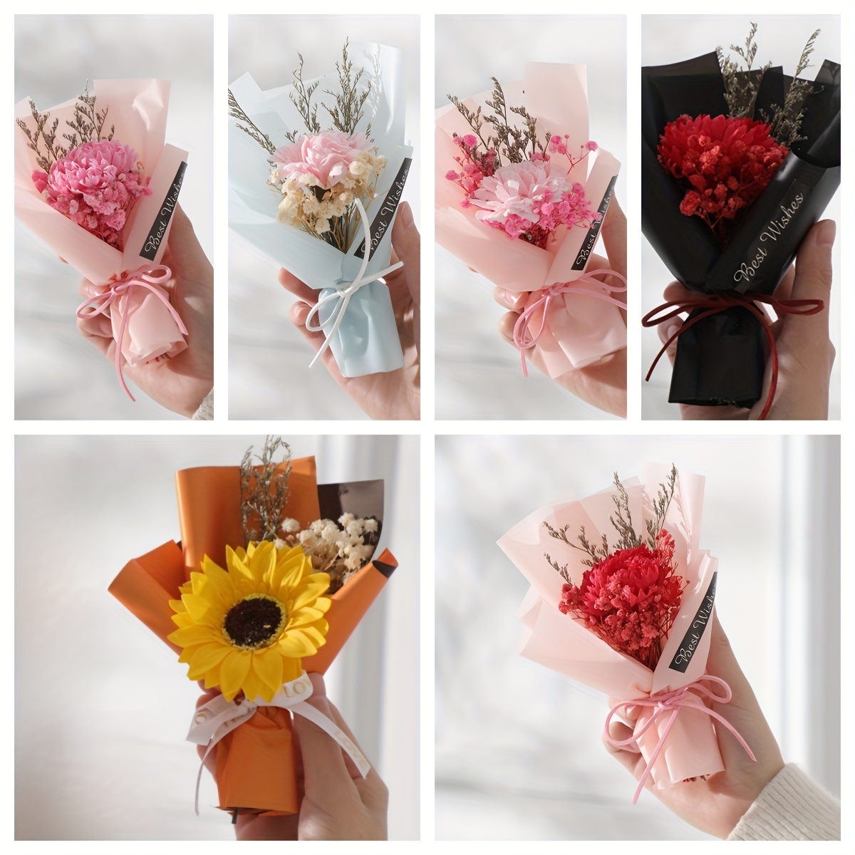 Mini dried flowers bouquet, mini bouquet di fiori essiccati, segnaposto per  matrimonio, con tag e cartoncino personalizz…