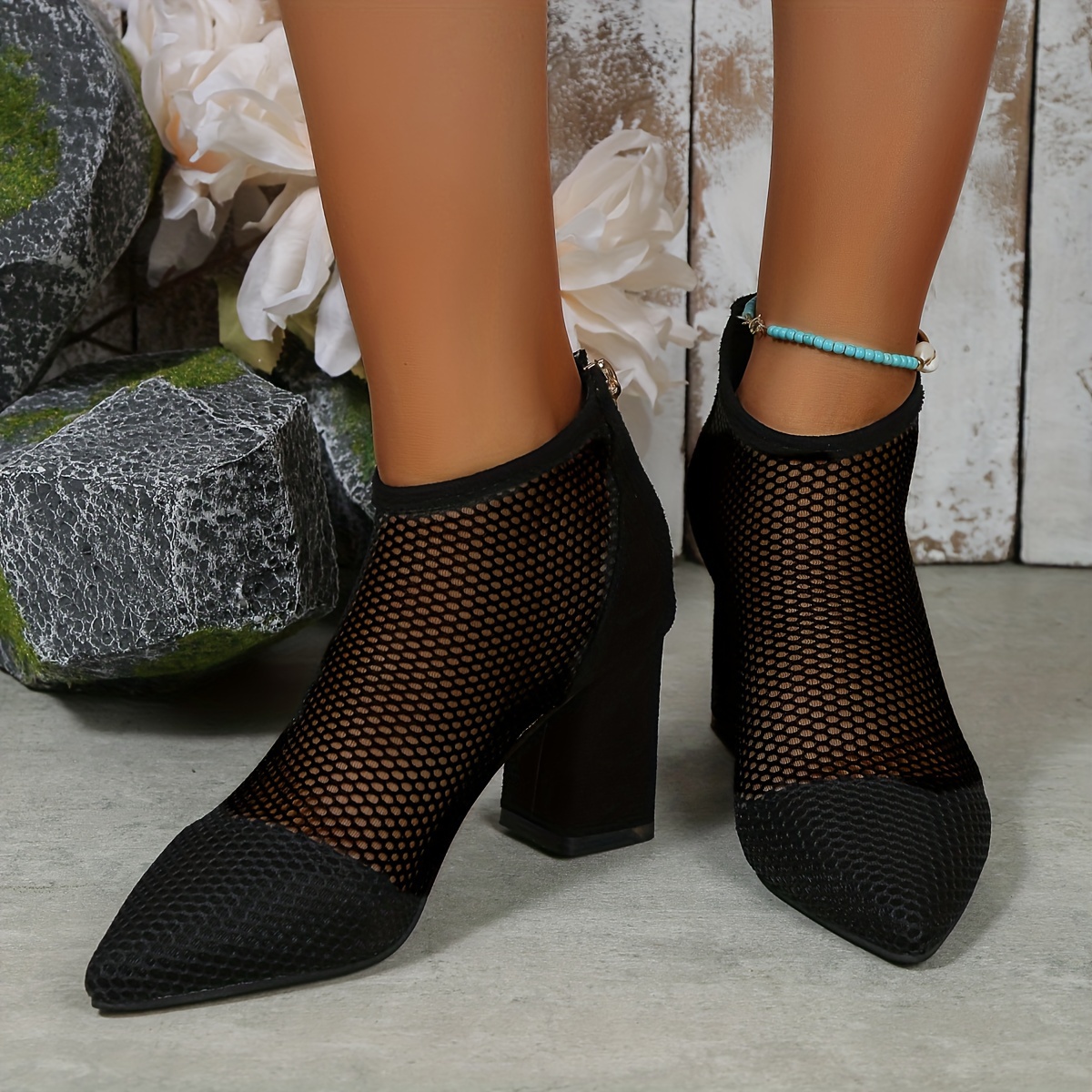 Mesh on sale sock heels