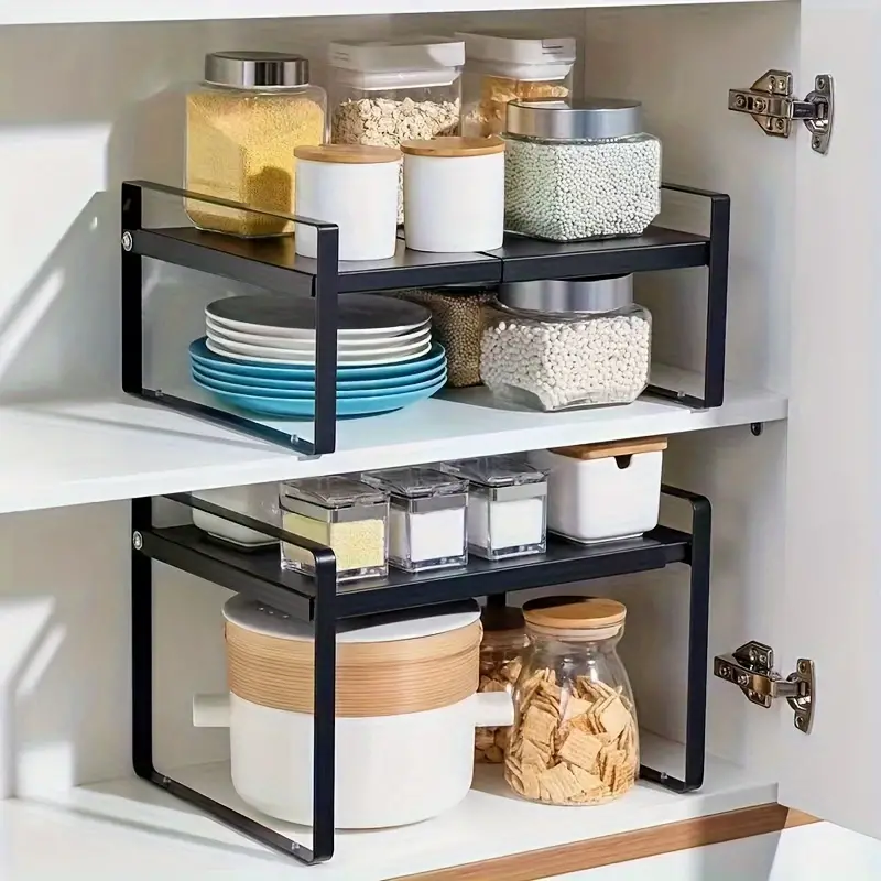 Expandable Cabinet Shelf Metal Rustproof Kitchen Counter For - Temu