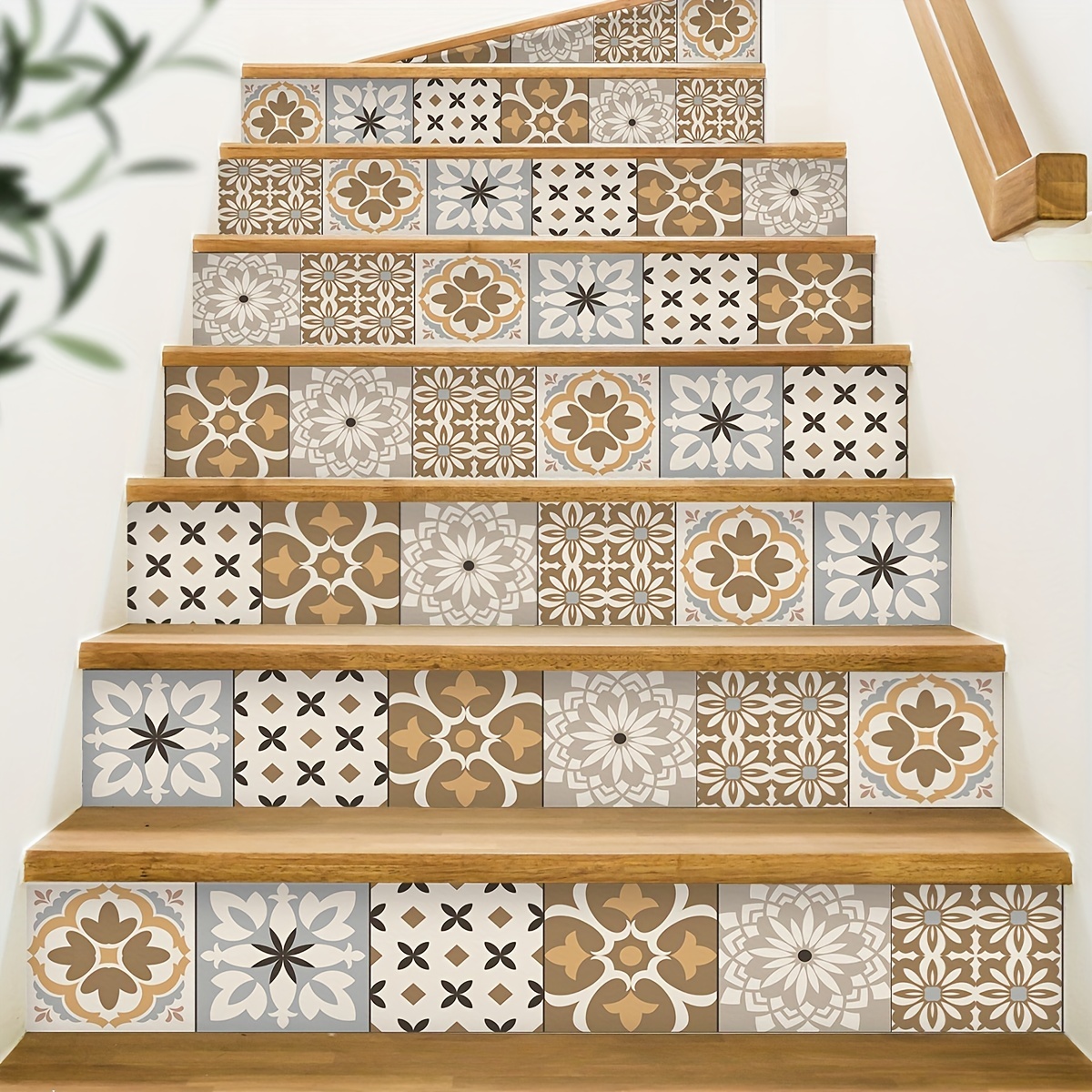 Retro Black And White Tile Style Peel And Stick Stair Riser - Temu