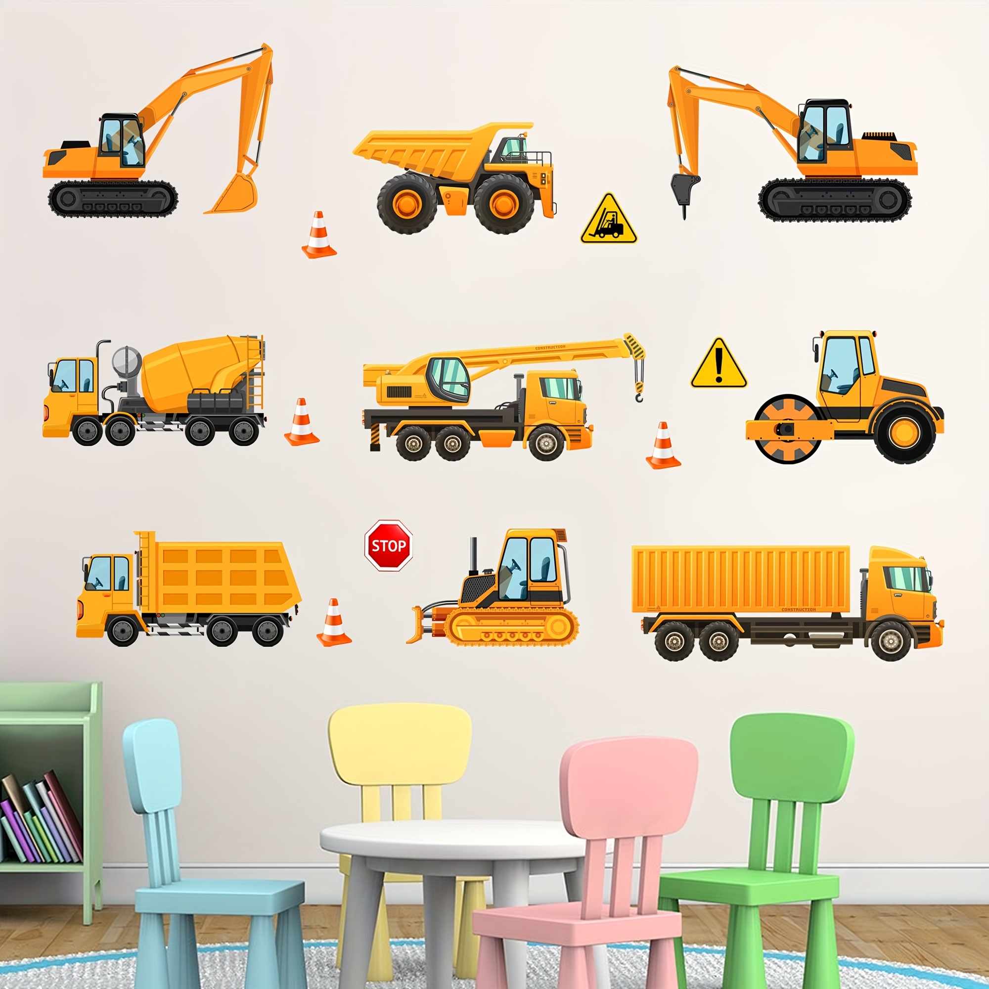 Playroom Wall Decal Under Construction, Boy Bedroom Vinyl Lettering,  Construction Theme Dump Truck Decoration, Nursery Gift for Baby Boy 