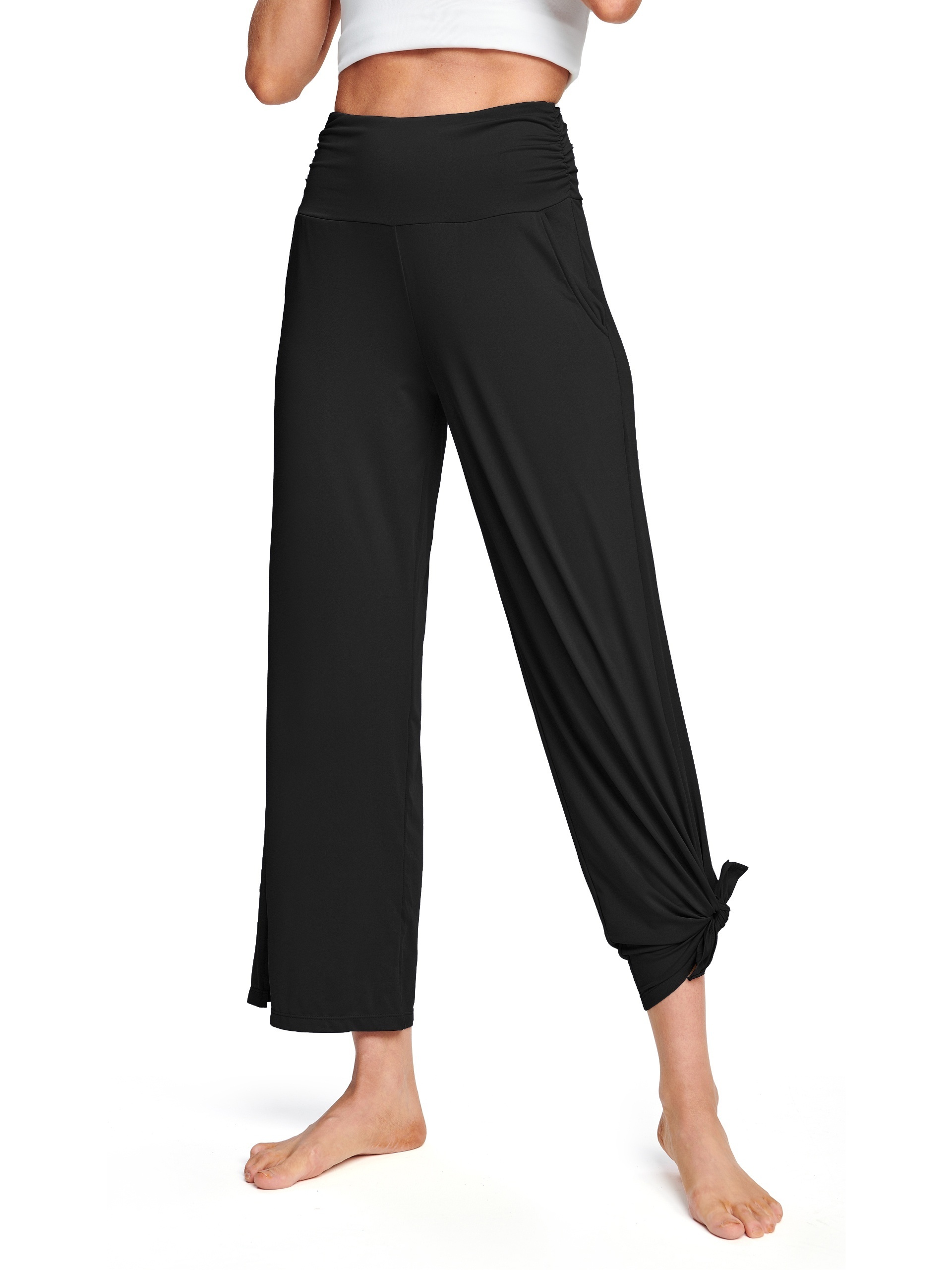 Women Wide Leg Pants, Casual Comfy Palazzo Pants Elegant High Waist Wide  Leg Stretch Pants Loose Casual Trousers with Pockets (Apricot, S) at   Women's Clothing store