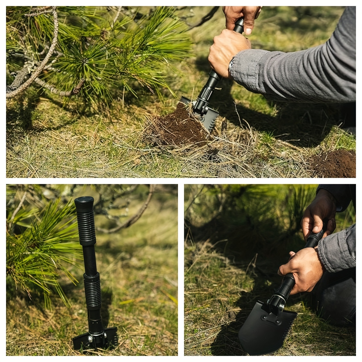 Pelle de Survie en Plein air outil de Jardin multifonction lampe de poche  en alliage