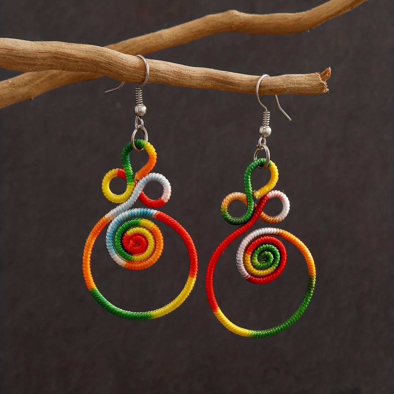 

1 Pair Retro Colorful Hollow Spiral Dangle Earrings For Men, Birthday Holiday Gift