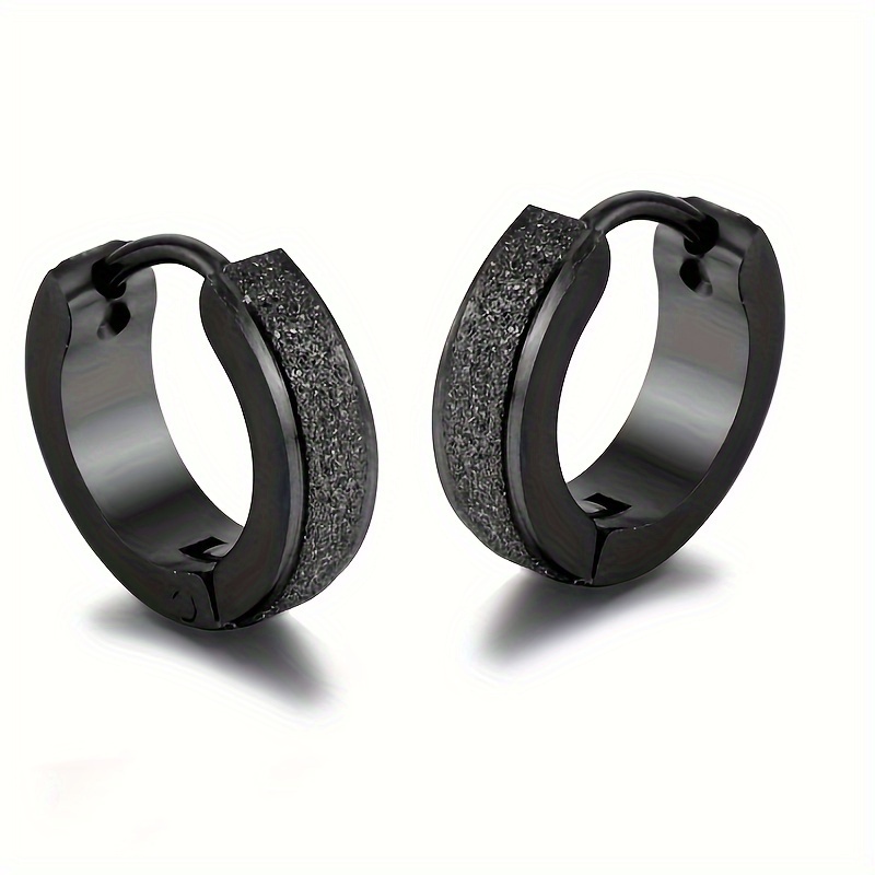 Men's Street Style Stainless Steel Matte Glitter Earrings