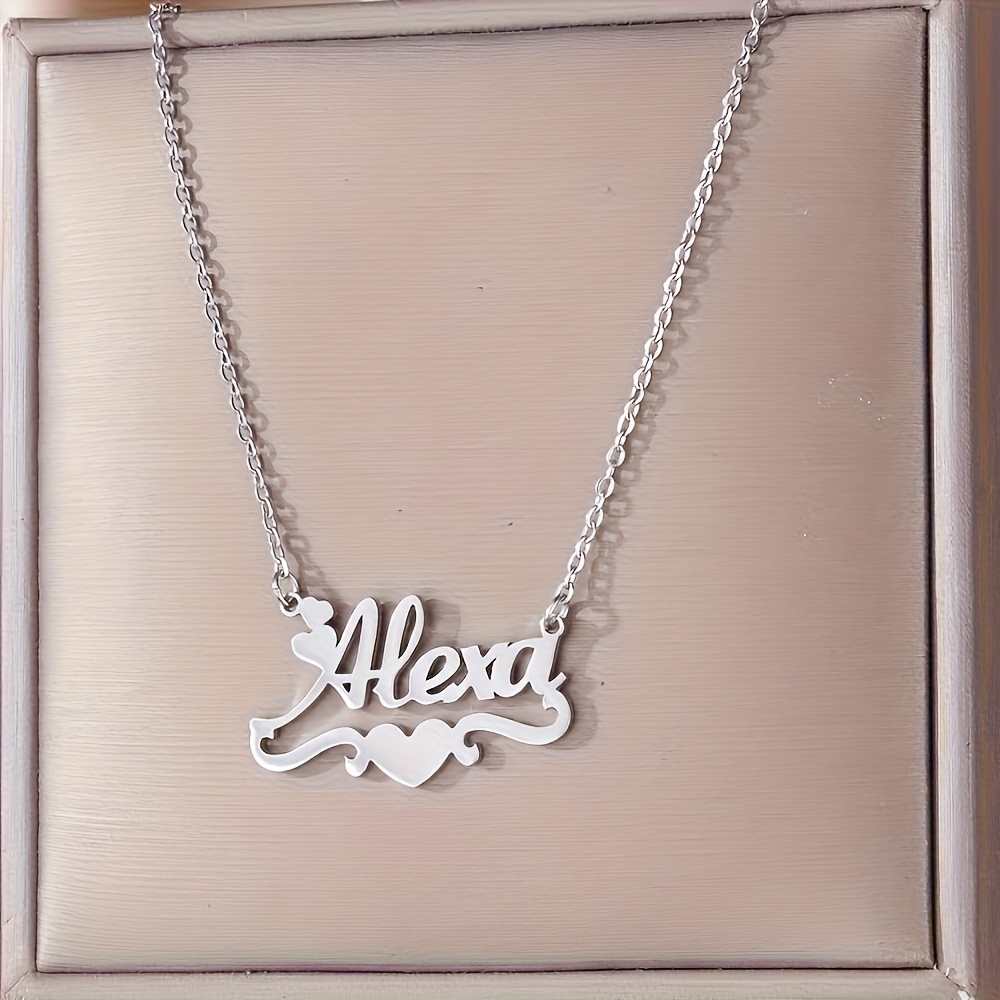 

Stainless Steel Personalized Love Heart Name Necklace Handmade Customized Nameplate Pendant Necklace Gift For Women 18k Plated Heart Necklace Gift Accessories (english Only)
