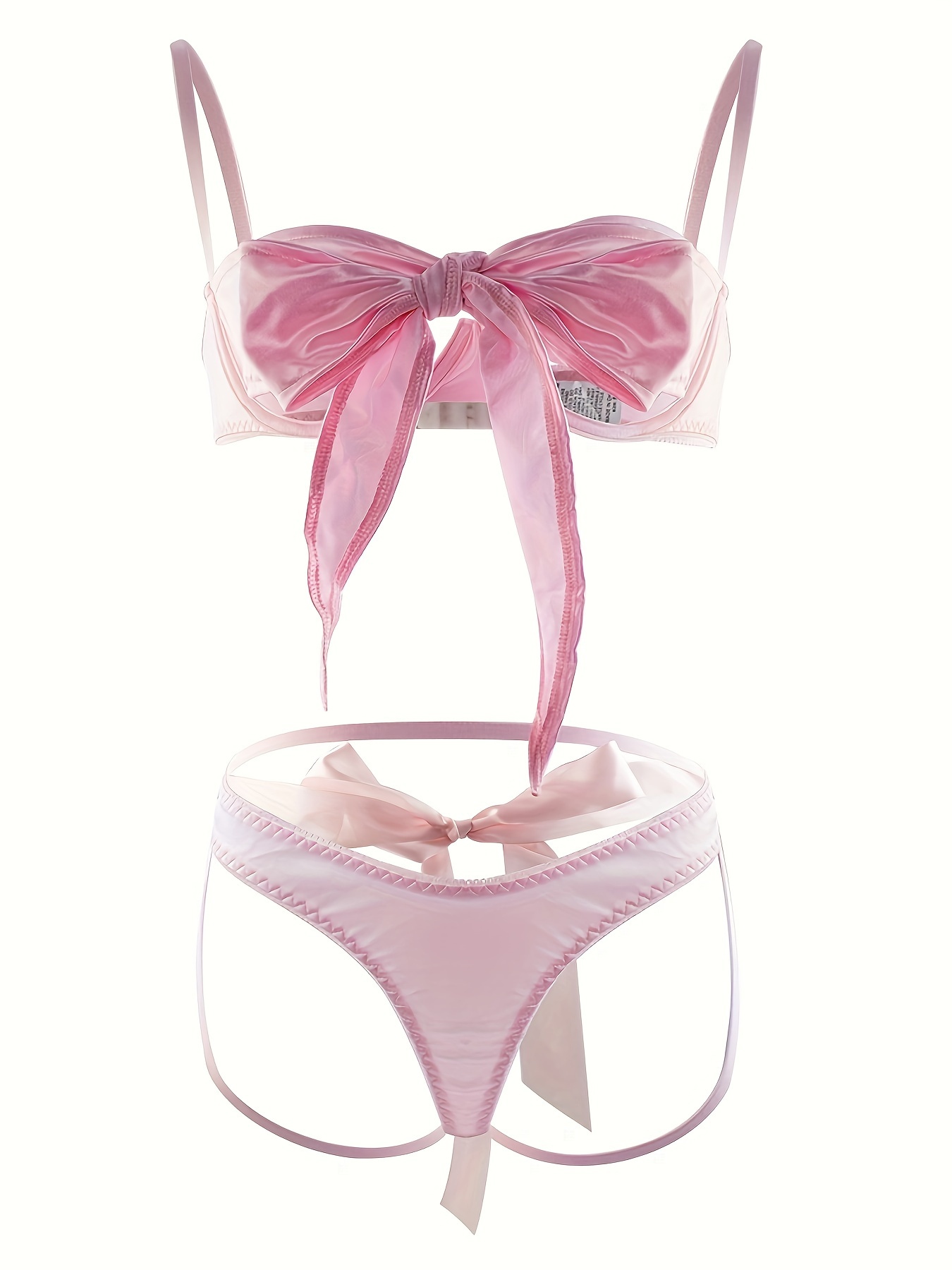 Women's Strap Bow Tie Lingerie Set 2 Piece Cute Bows Bra and Panty