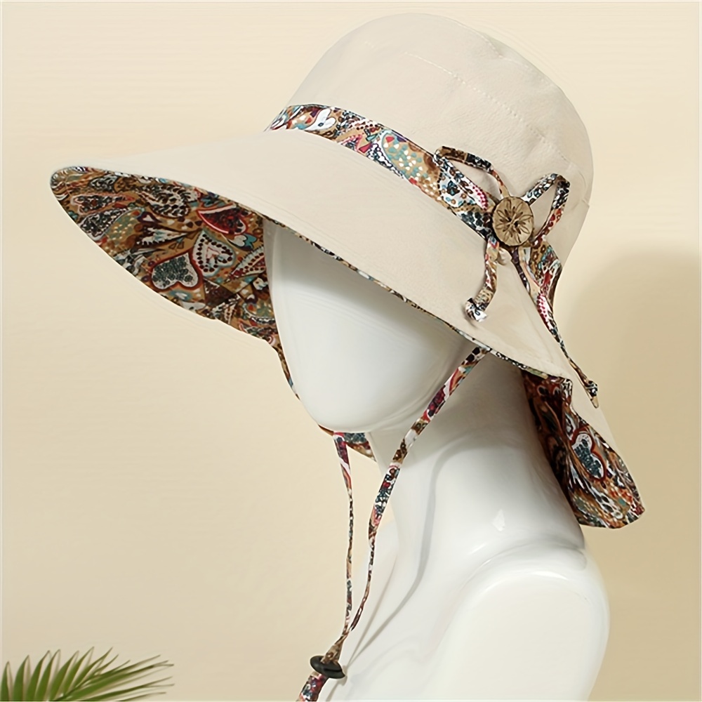 Ladies Holiday Reversible Wide Brim Bucket Sun Hat Summer-FishermanCap L1D0  