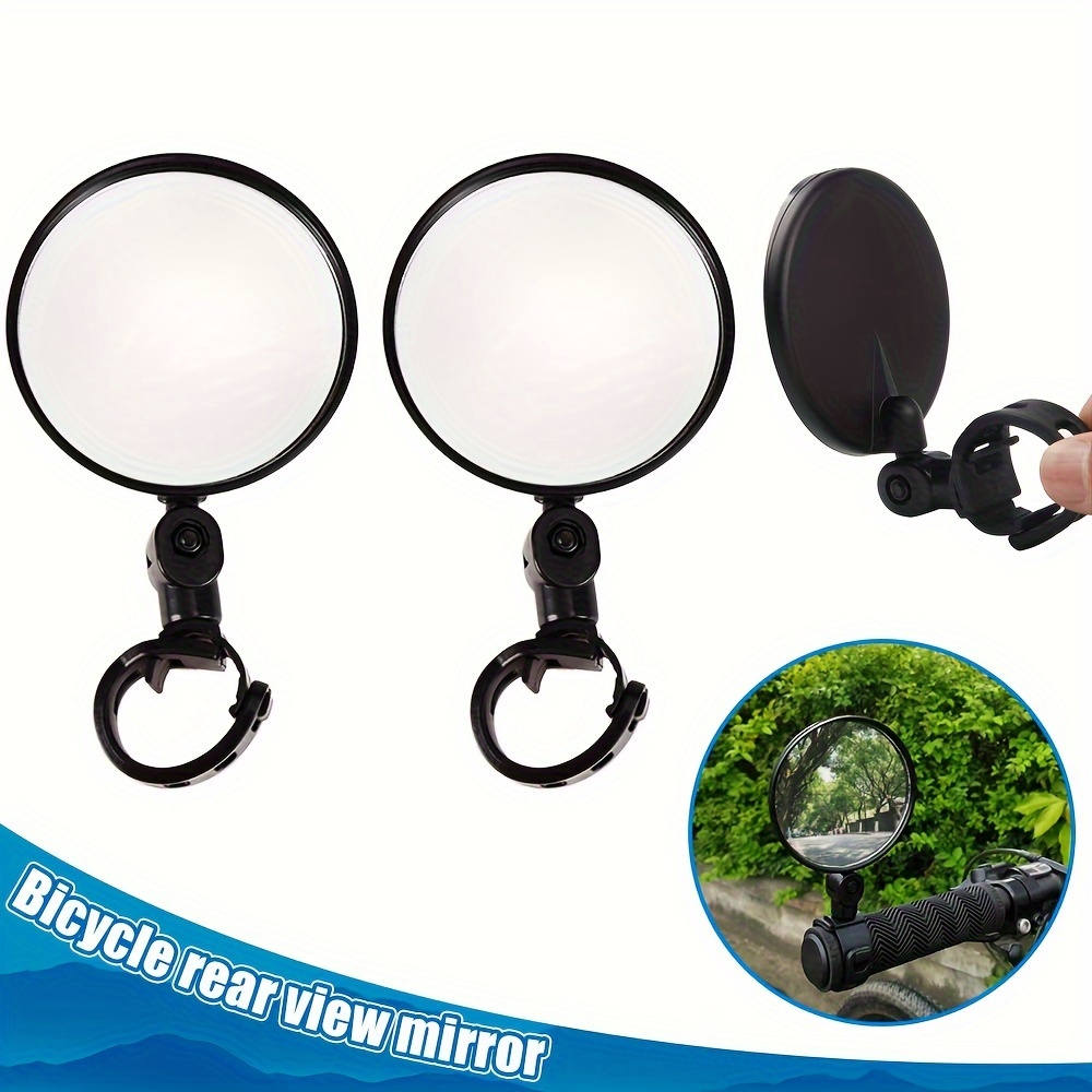 

2pcs Universal Bicycle Rearview Mirror, Round Shape Oval Shape Adjustable Rotate Wide-angle Cycle Handlebar Rearview For Mtb Road Bike