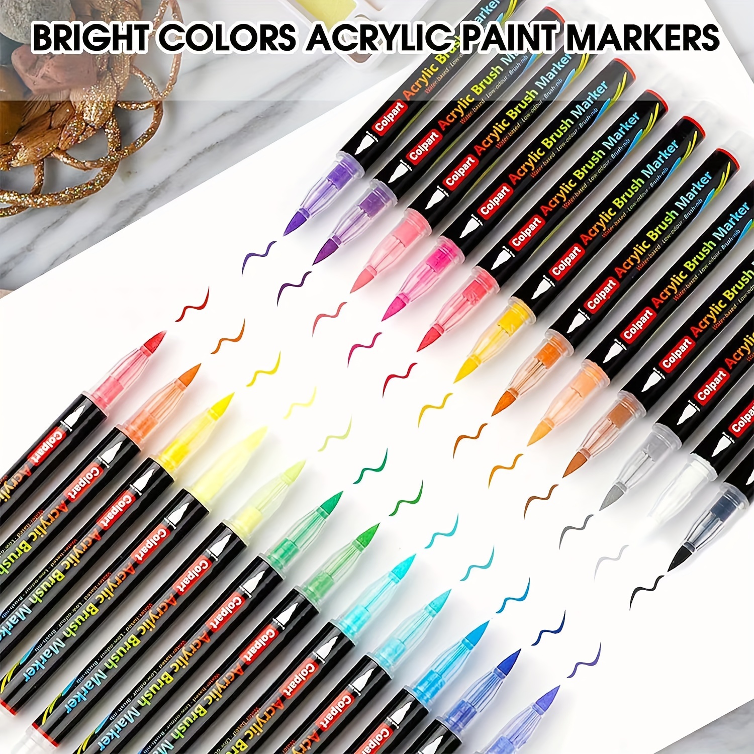 12/24/36/48 Colors Acrylic Painting Brush Brush Pens For Rock Painting,  Stone, Ceramic, Glasses, Wood, Canvas, Diy Art Making Supplies, Perfect For  Easter Decoration - Temu