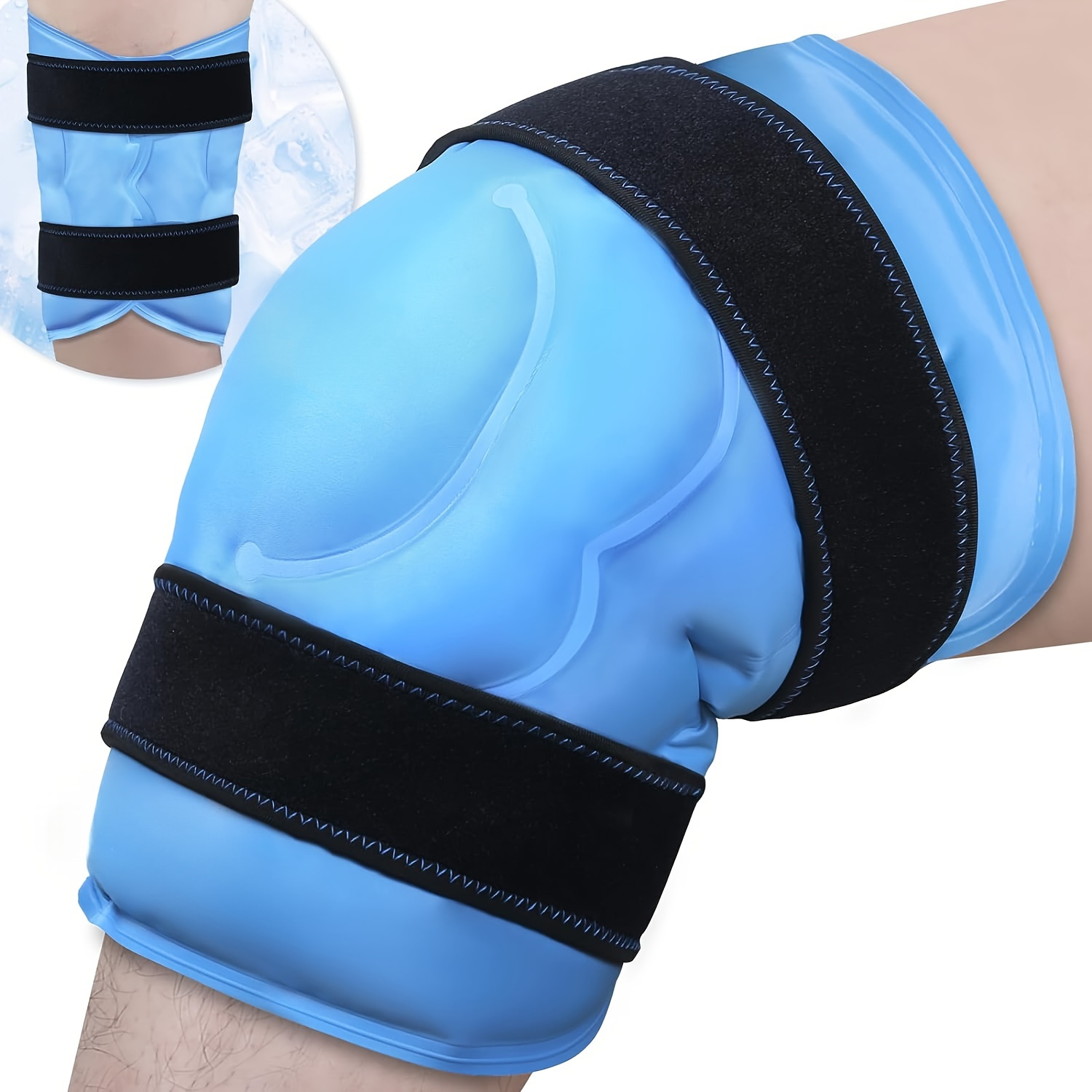 Bolsa de hielo para rodilla, rodillera con almohadilla de gel para terapia  de calor y frío, rodillera de compresión de hielo ajustable para