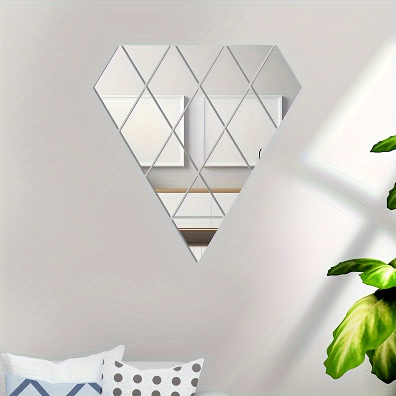 17 Stück 3D-Spiegel-Wandaufkleber, DIY-Diamanten-Dreieck