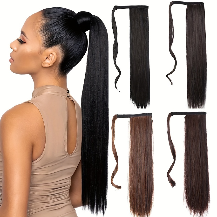 Long Straight Hair Extension for Women Natural Looking Synthetic Clip in Hair Extension,Temu