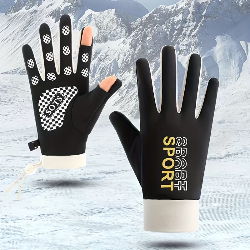 Guantes Esquí Invierno Estampado Letras Mujer Guantes - Temu Chile