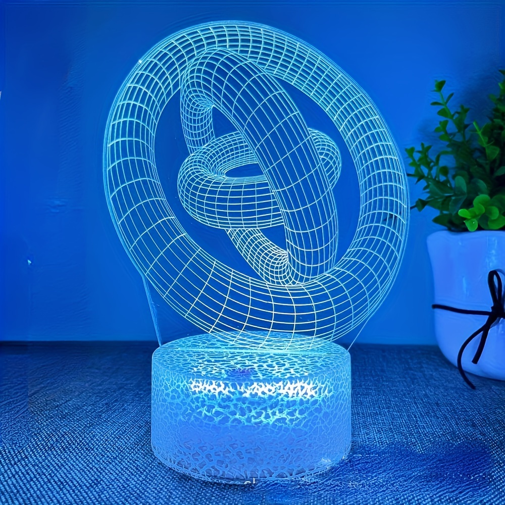 Lumière de nuit décorative créative 3D LED de base noire de pêche