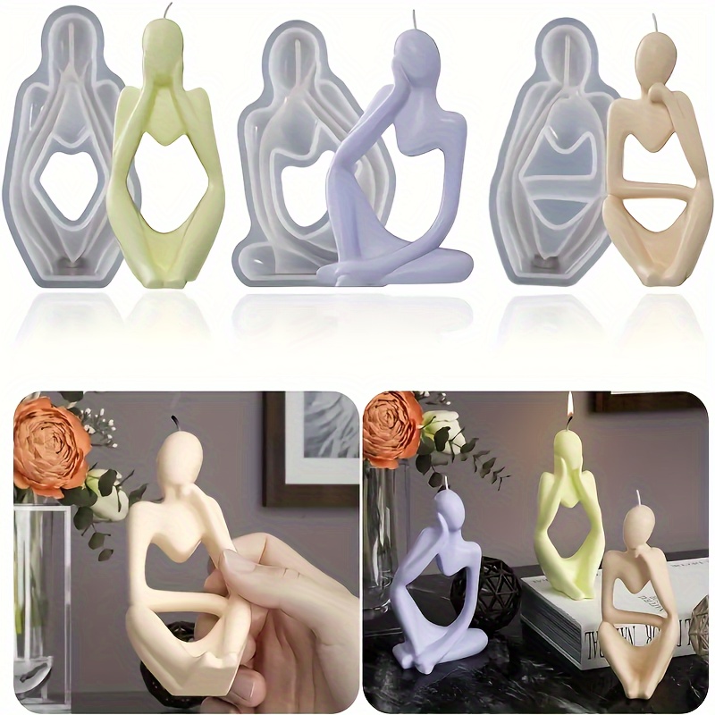 Creative Candle Silicone Mold Silicone 3D Couple Family Abstract Human Shape  Aroma Candle Making Wax Molds Home Ornament Decor 