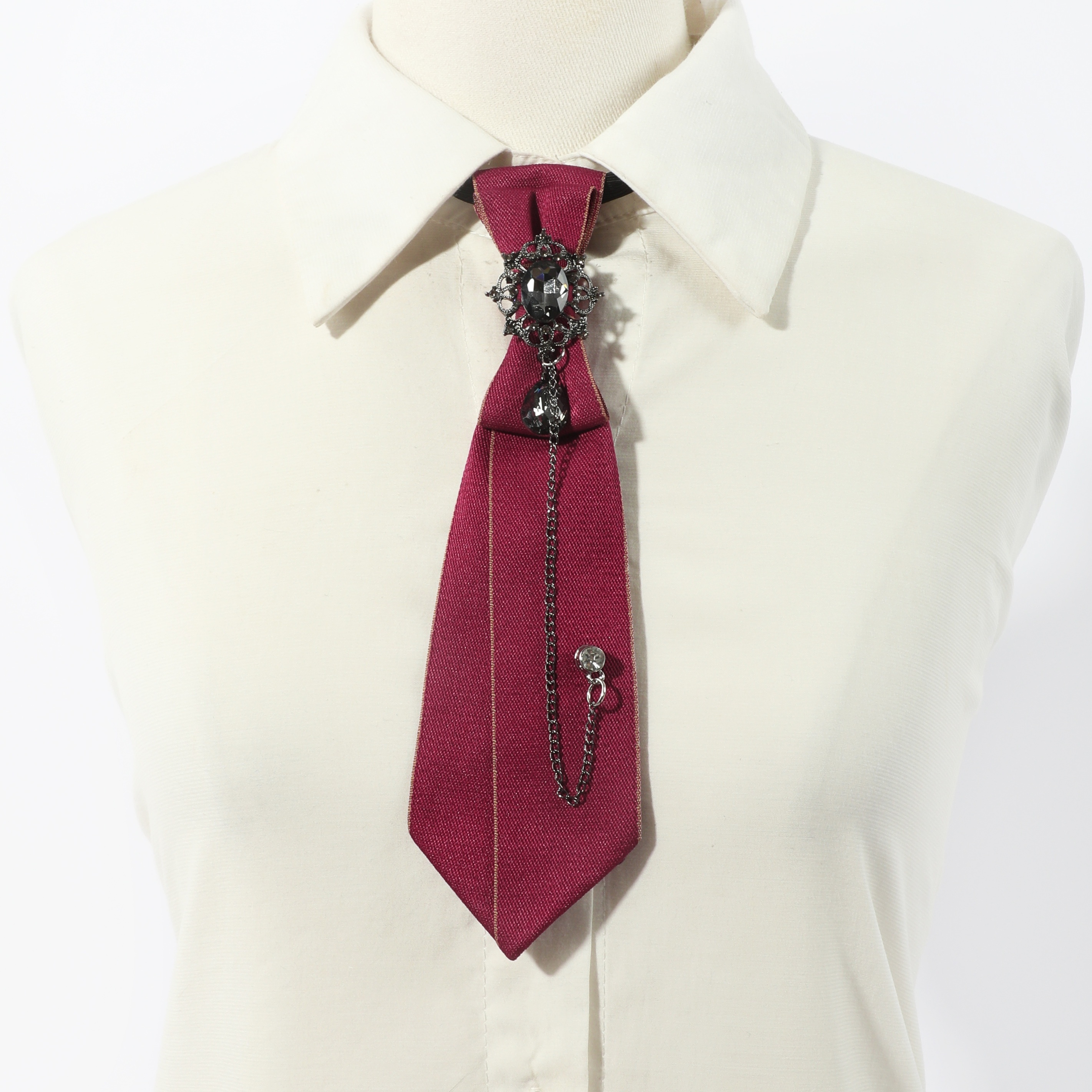 Women Adjustable Rhinestone Ties Necktie Crystal Necklace Shirt