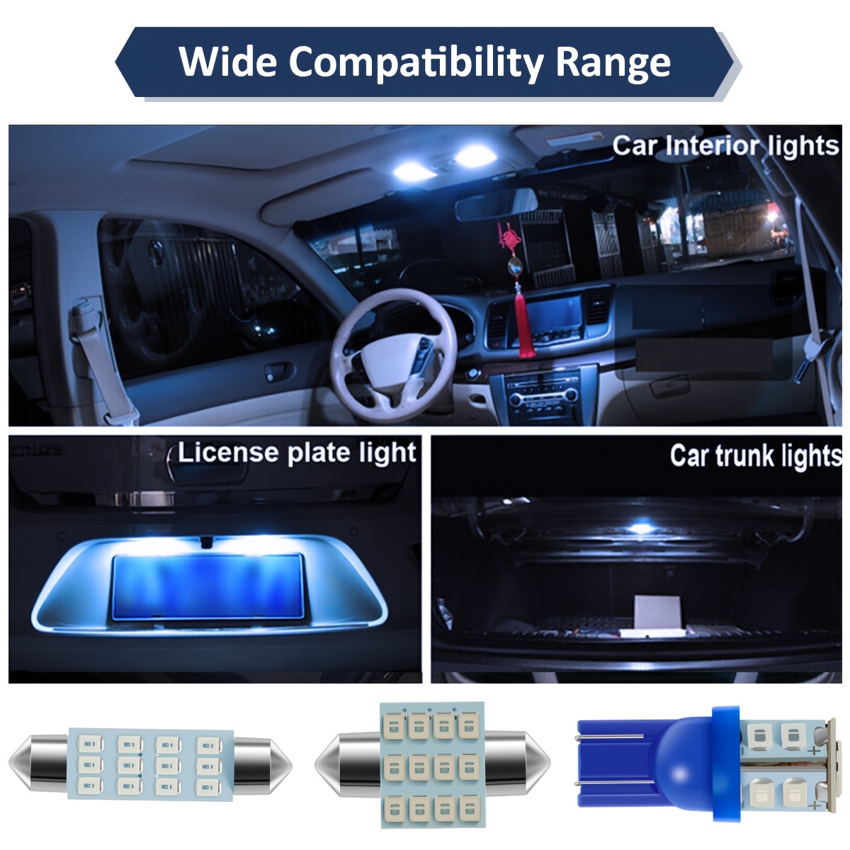 Led Car Interior Lights 6500k Car Led Bulb Kit T10 Led Dome Temu