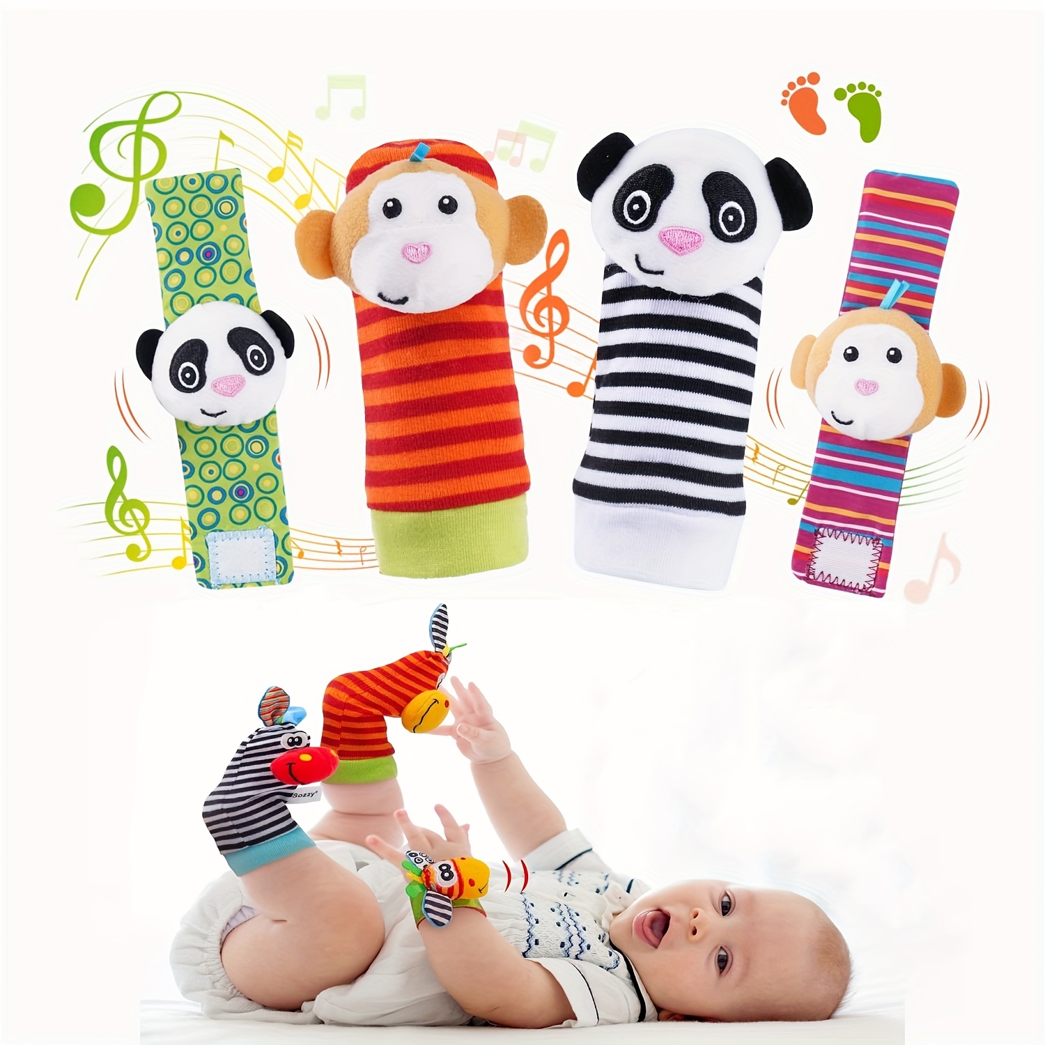 Juguetes para sonajeros de muñeca para bebé, juguetes de calcetines para  bebés recién nacidos de 0 a 6 meses, buscador de pies y sonajeros para