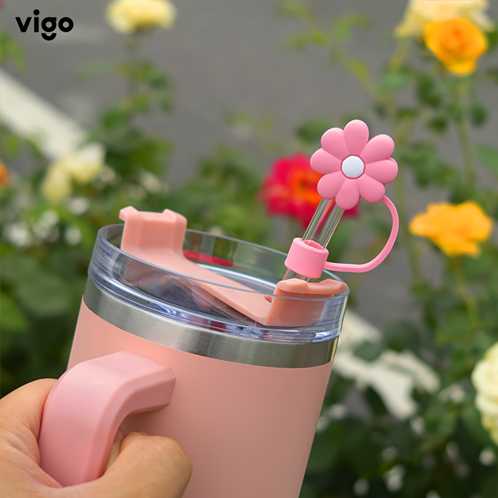 Cute Flower Shaped Silicone Straw Plug, Reusable Dustproof Straw