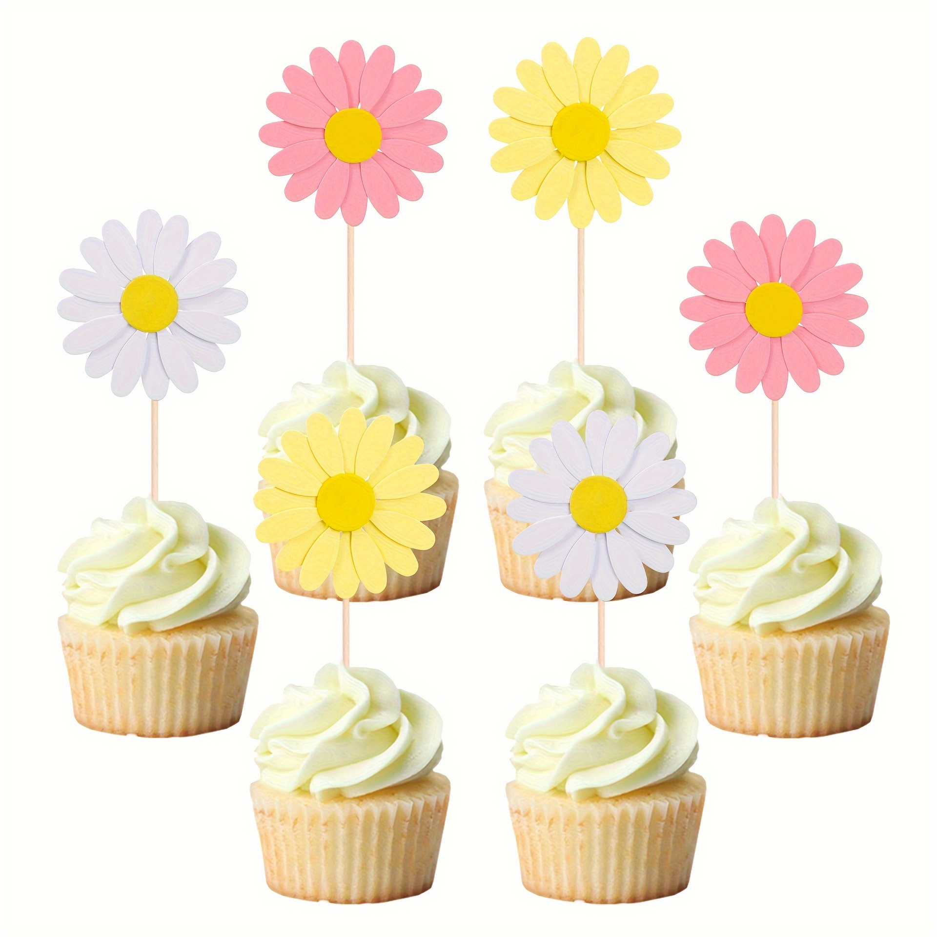 24pcs/Set DIY Flower Fairy Cupcake Toppers Picks for Birthday