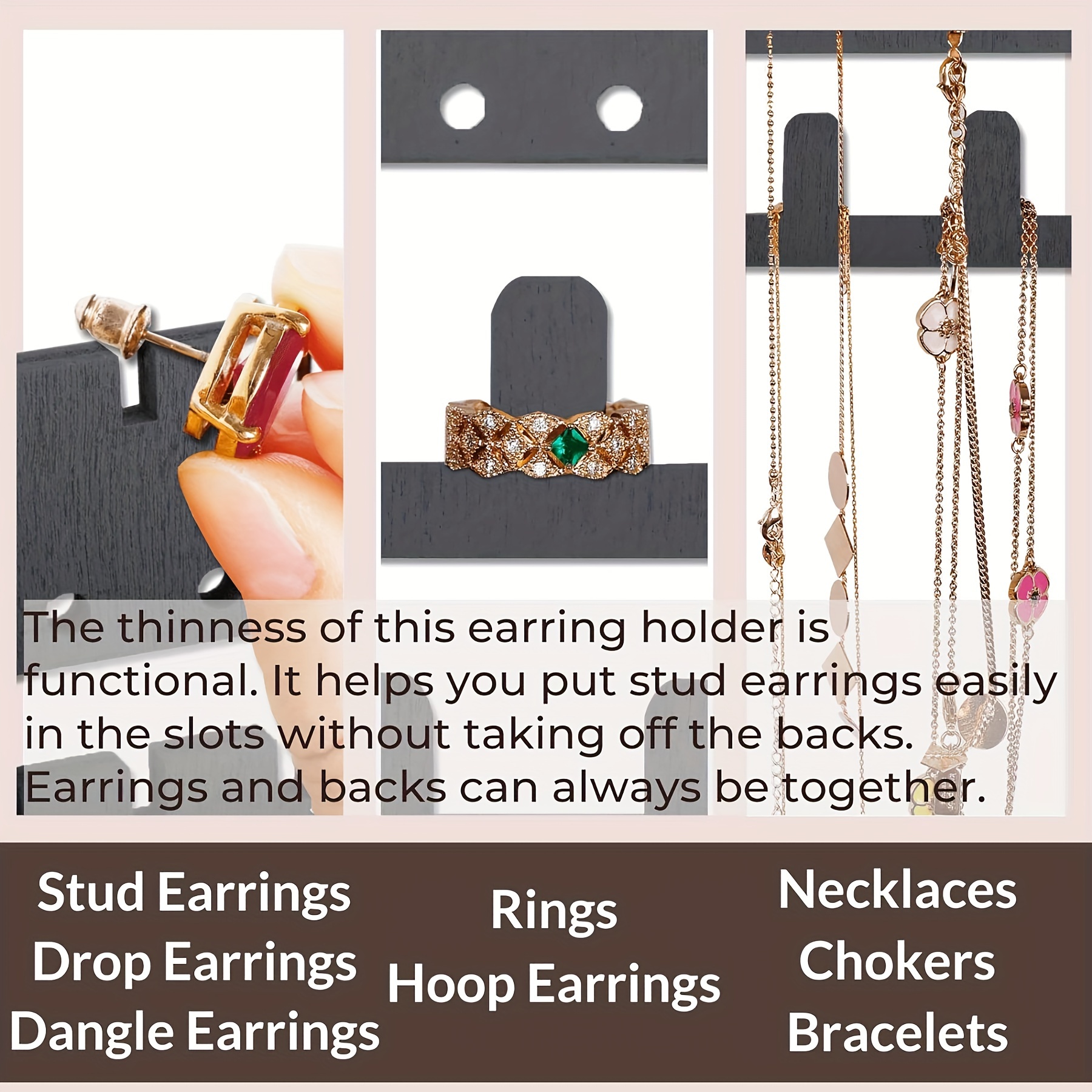 Earring Holder for Long Earrings & Hoops, Jewelry Organizer