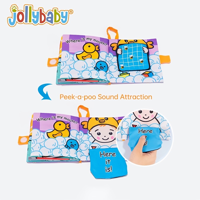  Jollybaby Baby Peek-a-Boo - Libros de tela, libro suave y  arrugado para bebés, bebés y niños pequeños, desarrollo temprano, juguetes  interactivos para cochecito (mirar a un bebé) : Juguetes y Juegos