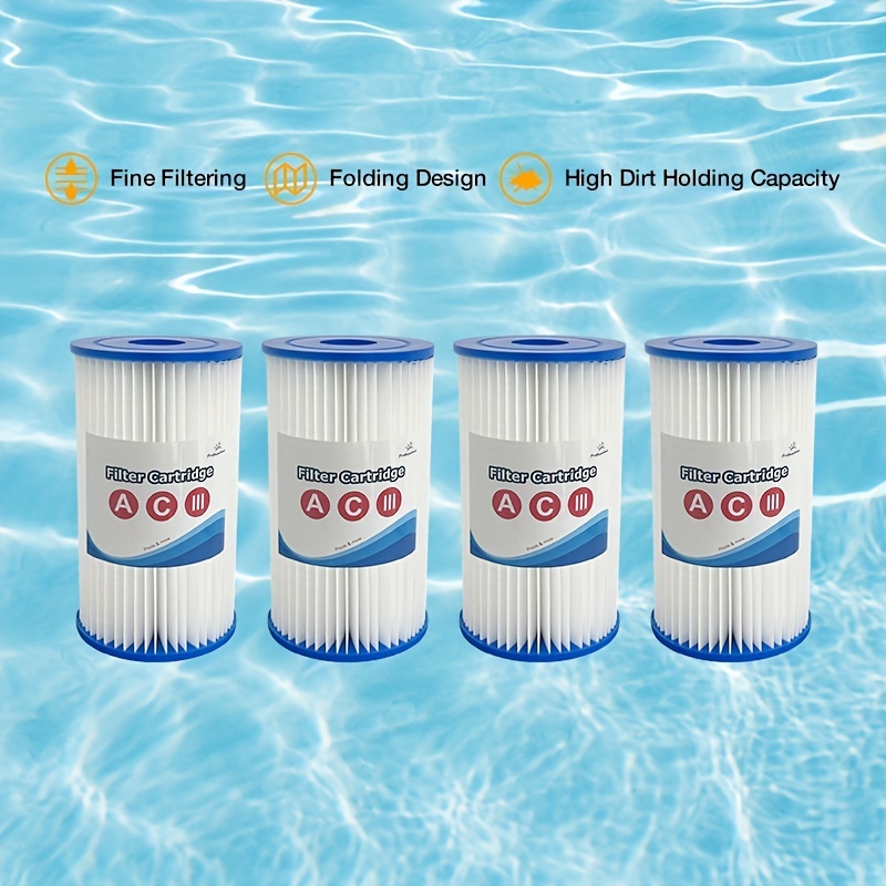 

4 Cartouches de filtre de piscine de type A ou C compatibles avec les pompes Intex 530/1000/1500 GPH