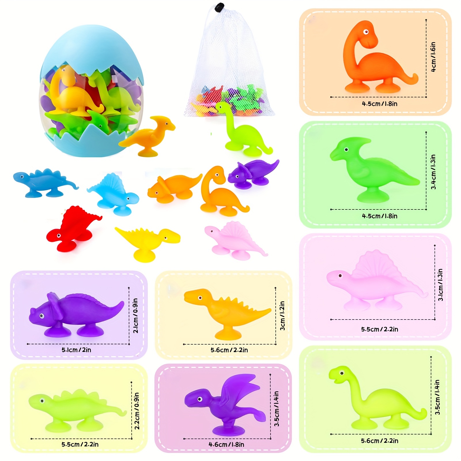 Dinosaur Bath Toys for Kids 20Pcs Silicone Sensory Toys