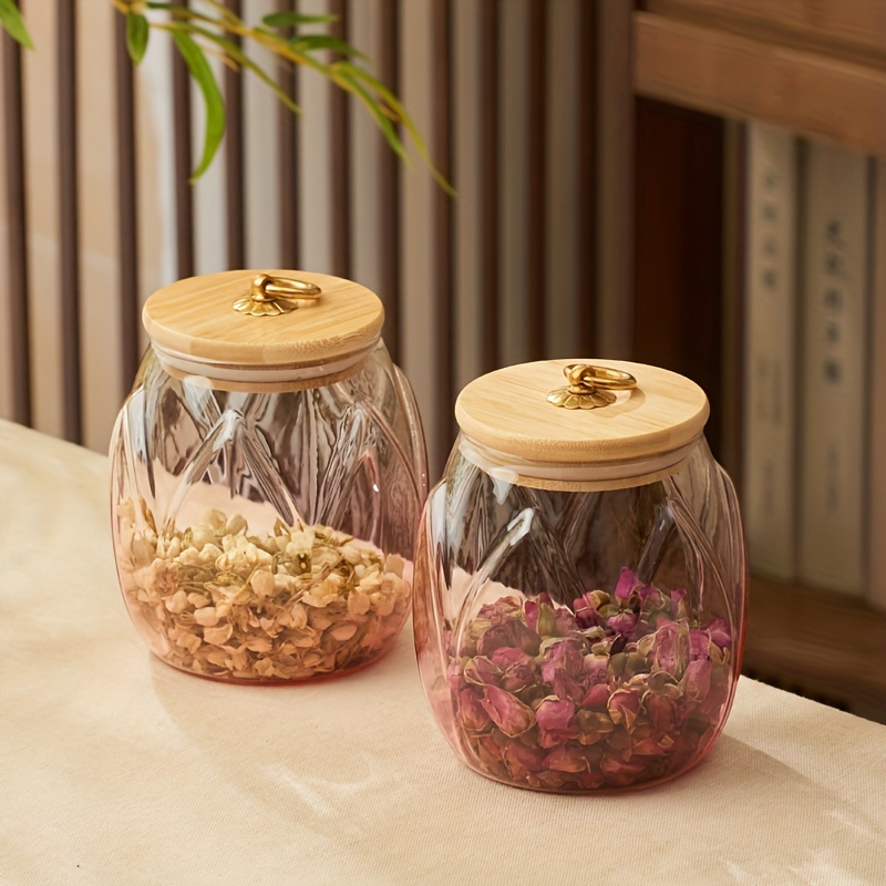 Paquete de 2 recipientes de vidrio con tapas herméticas de bambú, tarros  organizadores de cocina y baño, tarros de almacenamiento para café, té