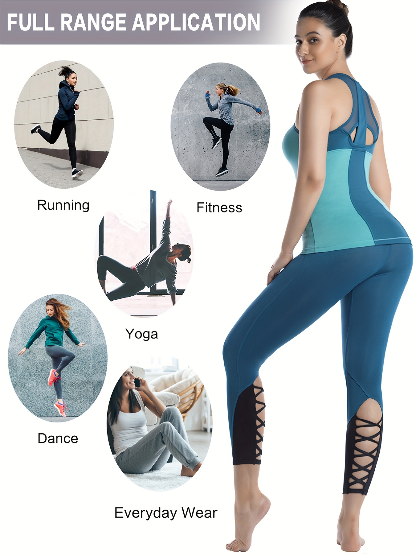 Leggings Women Crisscross Stirrup Tights Gym Yoga Workout Pants