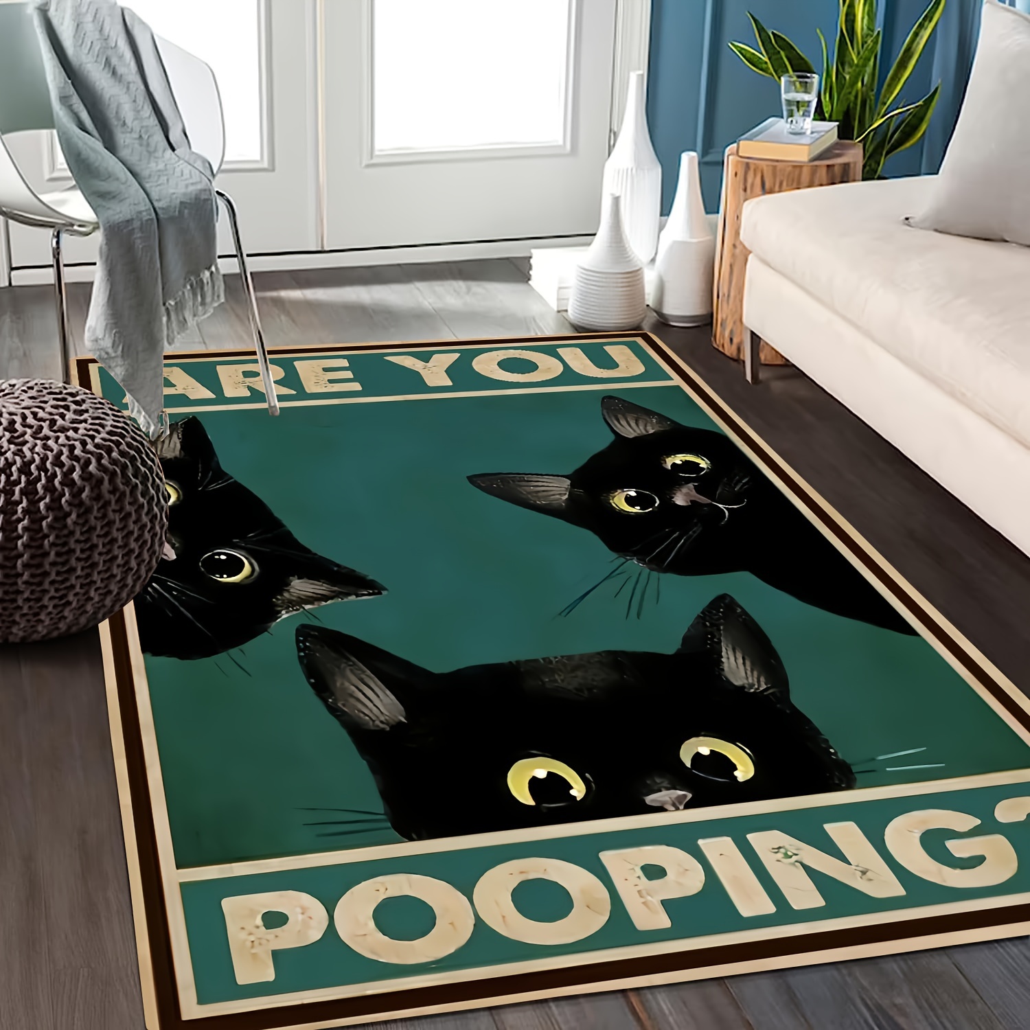 Cartoon Cat Letter Welcome Door Mat Soft Comfortable - Temu