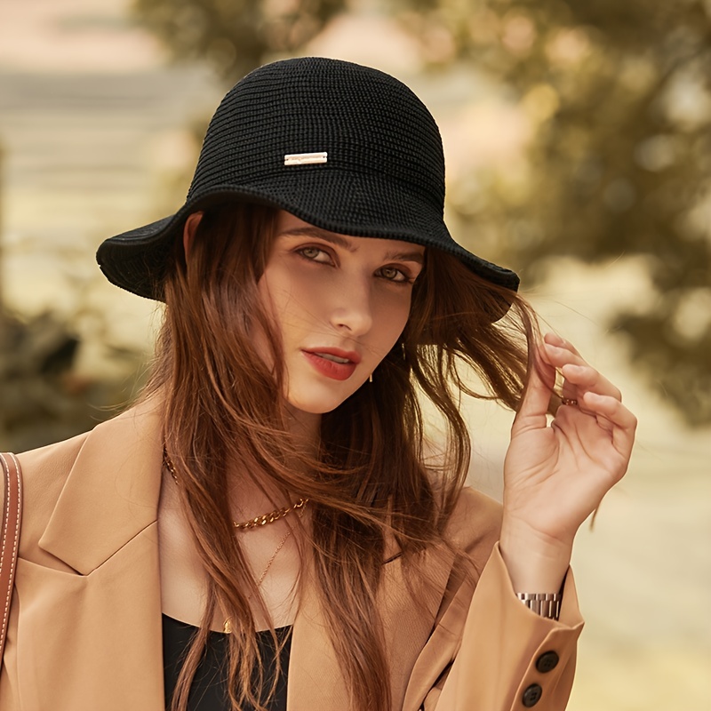 Women Casual Bucket Hat Solid Color Fisherman Hat Wide Brim Outdoor Hat for Women New Year Presents Valentine's Gifts,Temu