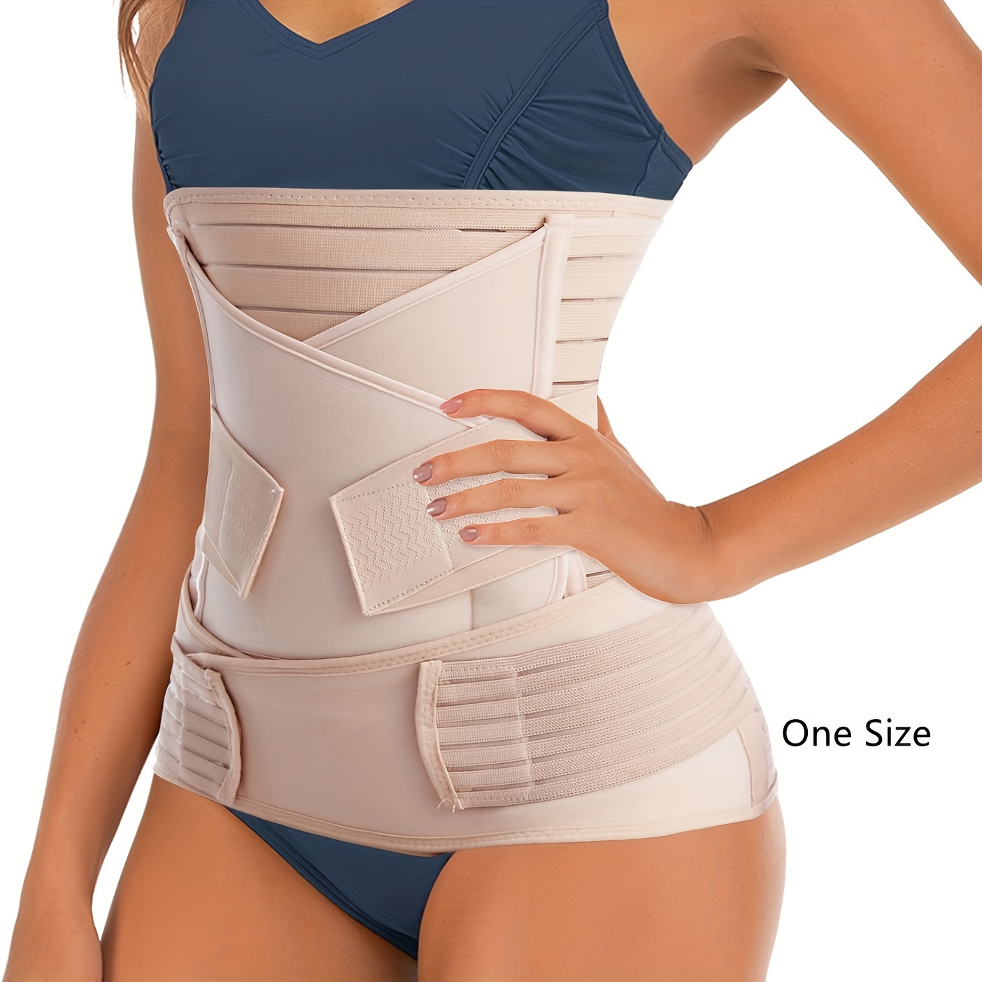  3 in 1 Postpartum Belly Band Wrap Support Recovery Girdles  Abdominer Binder Post Surgery Belly&Waist&Pelvis Support Belt & Back  Brace(Beige, Small/Medium) : Health & Household
