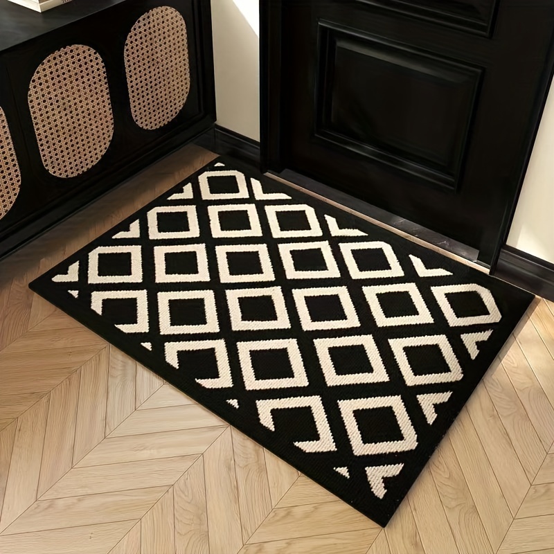 Black And White Plaid Pattern Kitchen Fl Mat Non slip - Temu