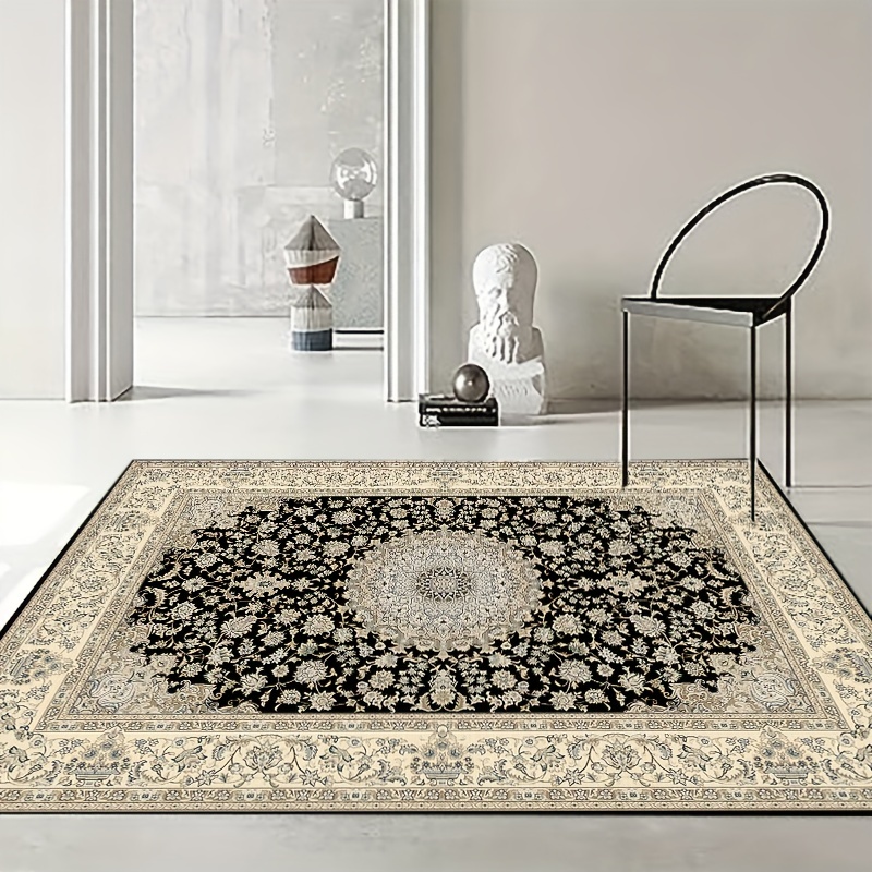 Vintage Persian Tribal Non Slip Backing Thin Rug for Dining Table Bedroom