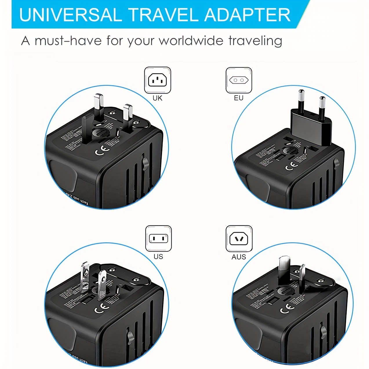 Adaptateur Voyage Prise Universelle Electrique International Pd20W Charge  Rapide Type C Et Usb Qc 3,0 Chargeur Mondial Pour T[H109]