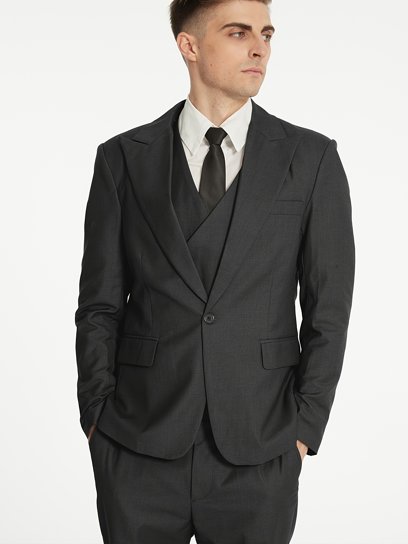 Men's 3 Pieces Suit Blazers Jacket Vest Pants Sets Slim Fit Formal