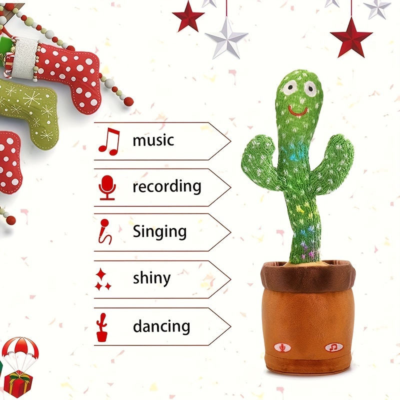 Cactus bailarín que repite y habla, altavoz de canción, juguete de baile,  peluche para bebé y adulto, regalo de Navidad, 120