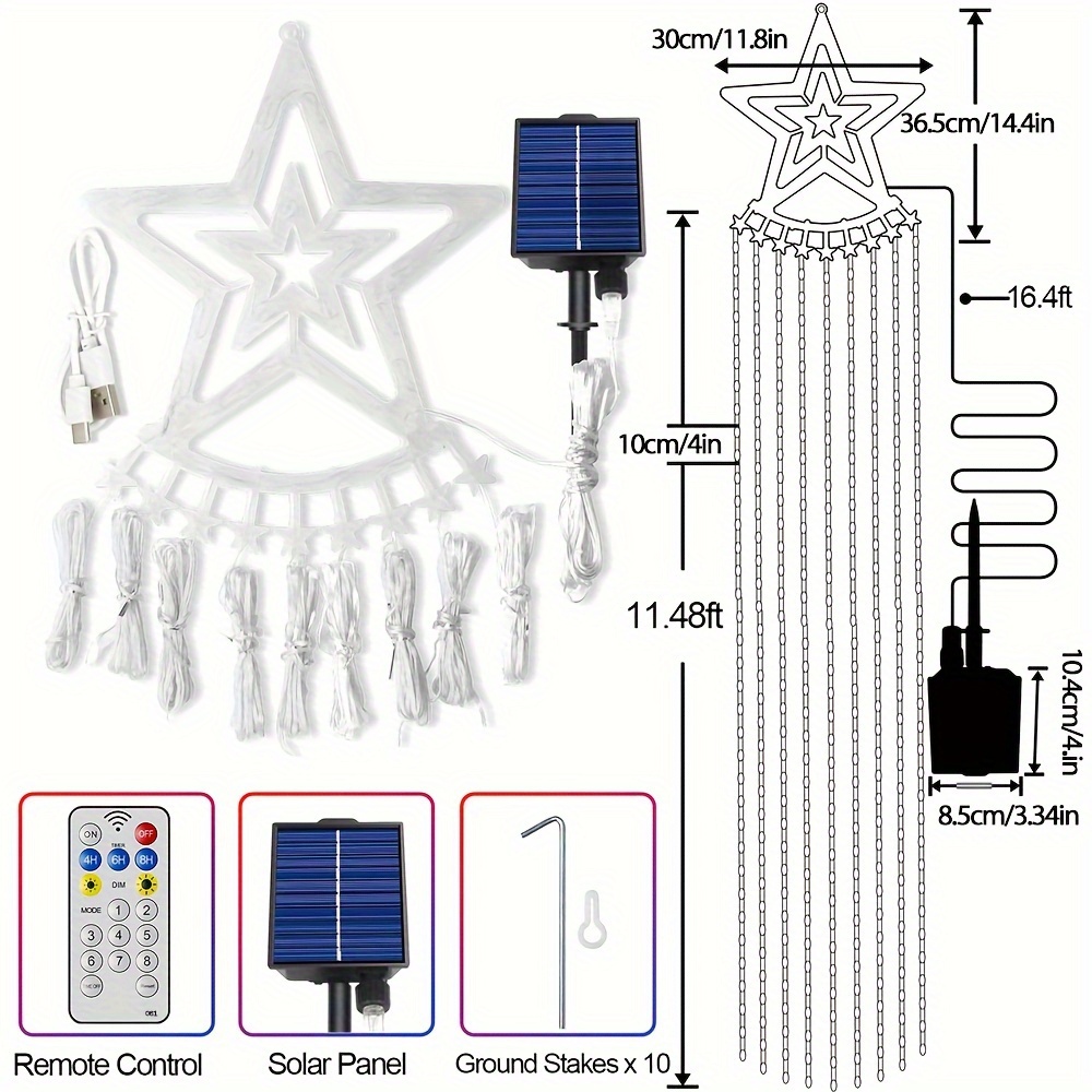 Cadena de 50 luces LED solares de 23 pies 8 modos de iluminación  impermeable para exteriores patio jardín hogar dormitorio Navidad fiesta  amarillo – Yaxa Guatemala