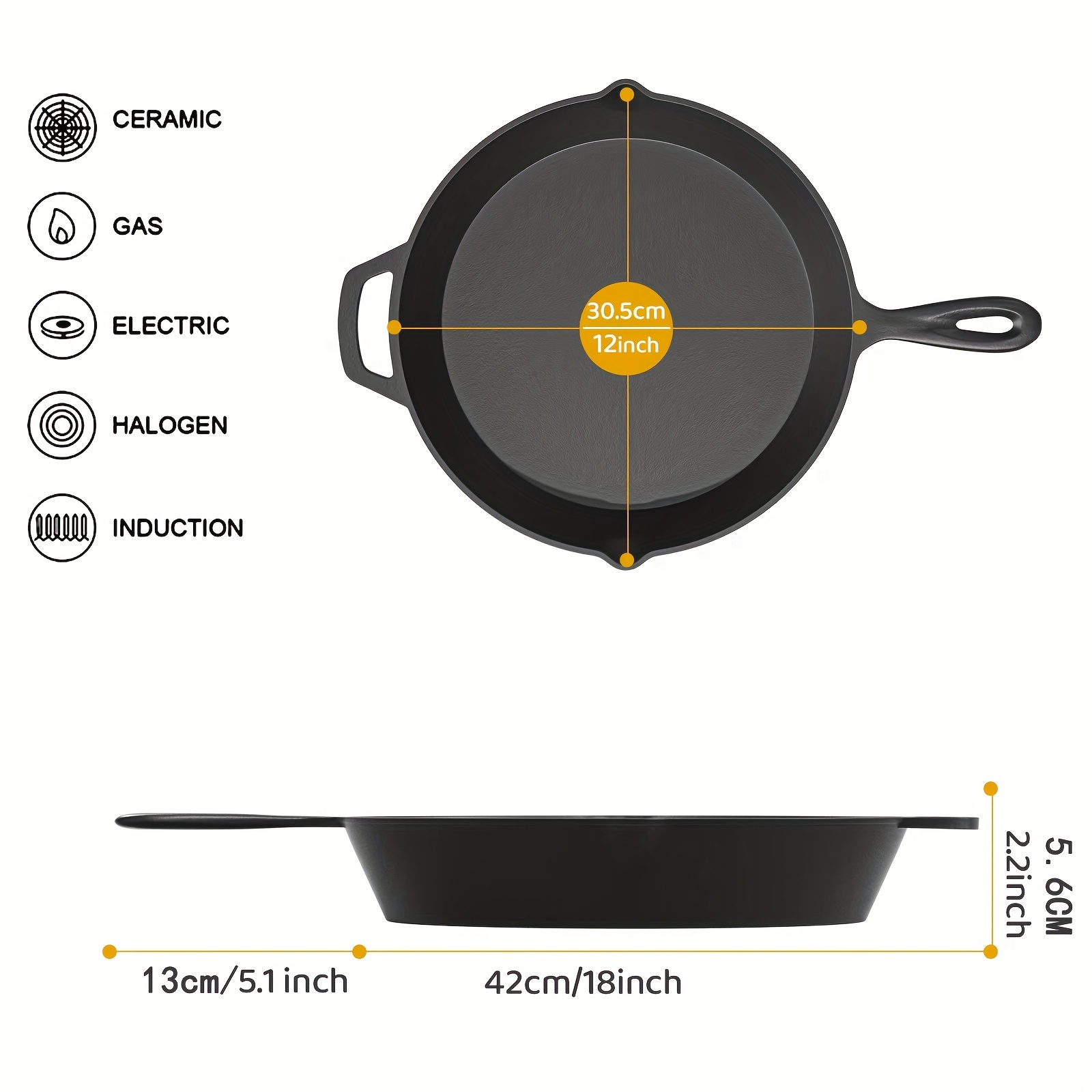 Cast Iron Skillet, With 2 Silicone Handle Holder, Cast Iron Pan Perfect For  Indoor/outdoor Frying, Baking, Barbecue, Cookware, Kitchenware - Temu